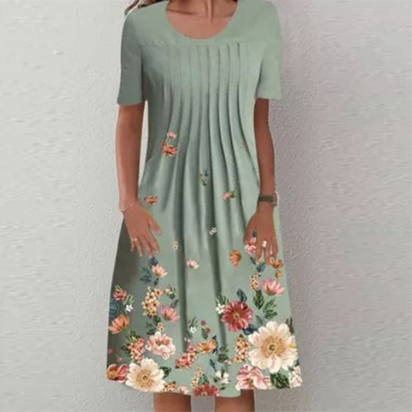 year summer round neck pocket loose dress casual floral print a line women short sleeve pleated party vestido 220613, Black;gray
year summer round neck pocket loose dress casual floral print a line women short sleeve pleated party vestido 220613, Black;gray