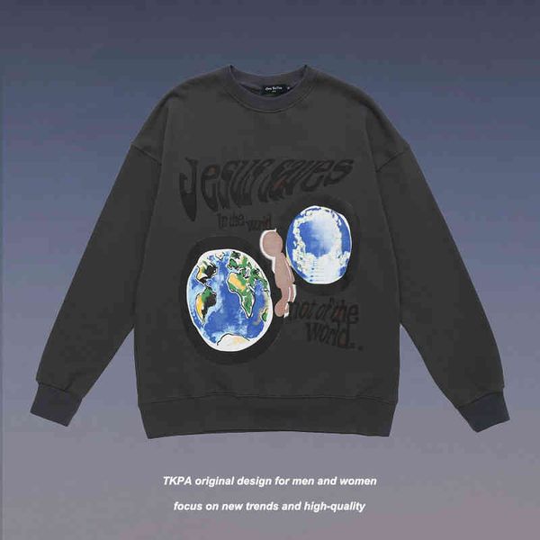 tkpa high street fashion brand oversize loose round neck sweater men's letter print autumn ins, Black
tkpa high street fashion brand oversize loose round neck sweater men's letter print autumn ins, Black