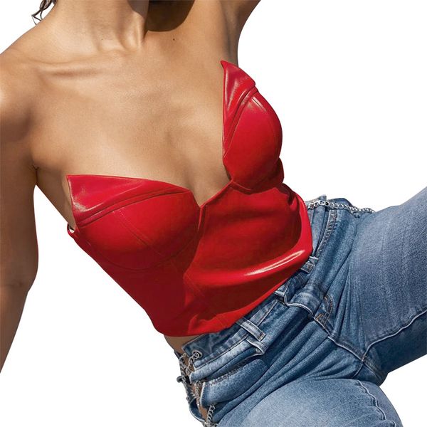 women's tanks & camis v neck red pu leather corset crop women tube strapless 2022 summer sleeveless off shoulder tank bustier, White
women's tanks & camis v neck red pu leather corset crop women tube strapless 2022 summer sleeveless off shoulder tank bustier, White