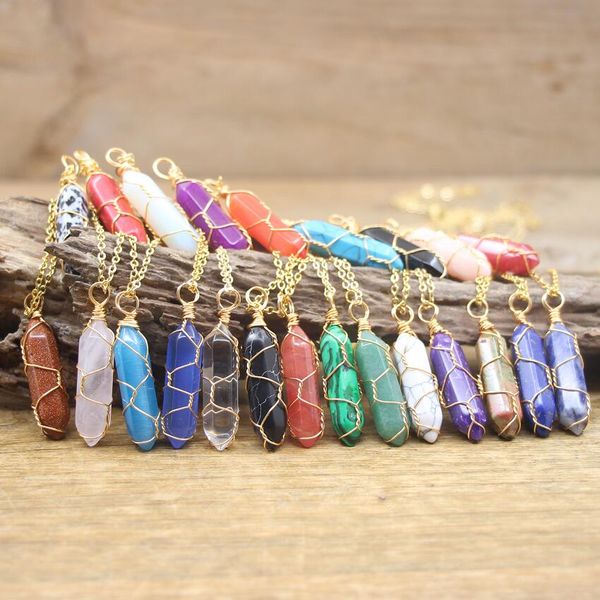 multicolor natural crystal necklace wire wrap rose quartz bullet point hexagonal pendulum pendant gems chakra pendulo jewelry, Silver
multicolor natural crystal necklace wire wrap rose quartz bullet point hexagonal pendulum pendant gems chakra pendulo jewelry, Silver