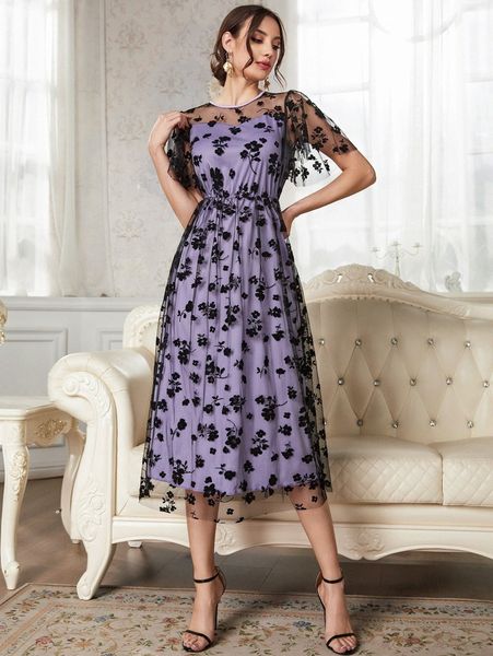 butterfly sleeve floral mesh dress z8ur#, Black;gray
butterfly sleeve floral mesh dress z8ur#, Black;gray