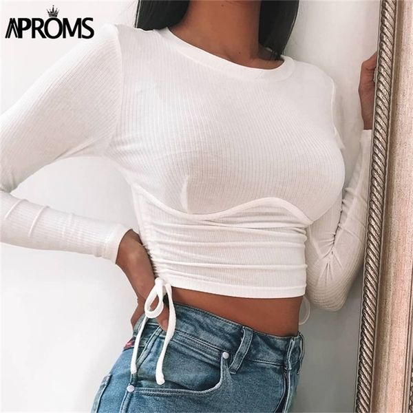 aproms elegant ribbed knitted long sleeve t-shirt women autumn winter drawstring ruched basic crop streetwear bodycon tshirt 210312, White
aproms elegant ribbed knitted long sleeve t-shirt women autumn winter drawstring ruched basic crop streetwear bodycon tshirt 210312, White