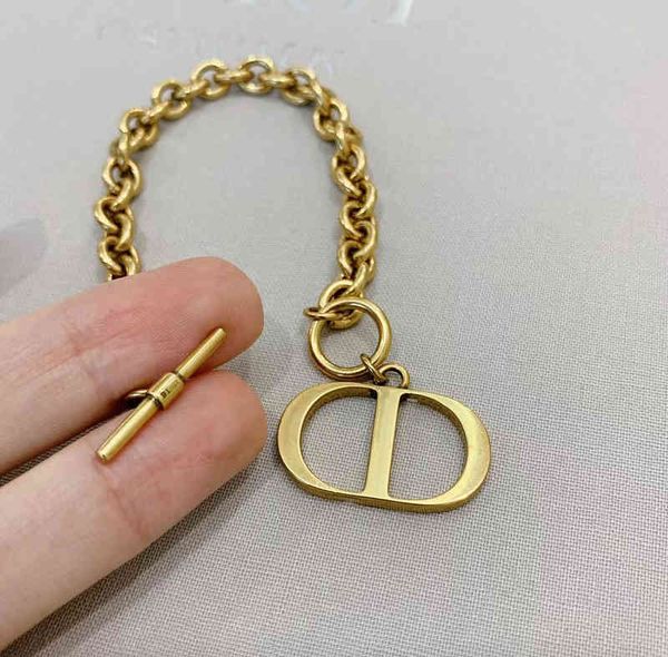 outlet letter ring long buckle necklace women's high sense old bracelet, Black
outlet letter ring long buckle necklace women's high sense old bracelet, Black