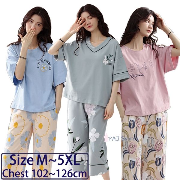 oversized women's pajamas cotton sets home suit summer pajama with shorts sleepwear trouser suits pijama mujer pyjamas 4xl 5xl 220329, Black;red
oversized women's pajamas cotton sets home suit summer pajama with shorts sleepwear trouser suits pijama mujer pyjamas 4xl 5xl 220329, Black;red