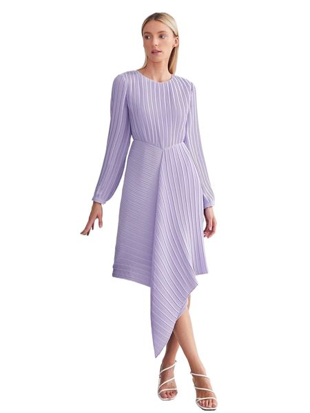 motf premium pleated asymmetrical dress without belt i7bv#, Black;gray