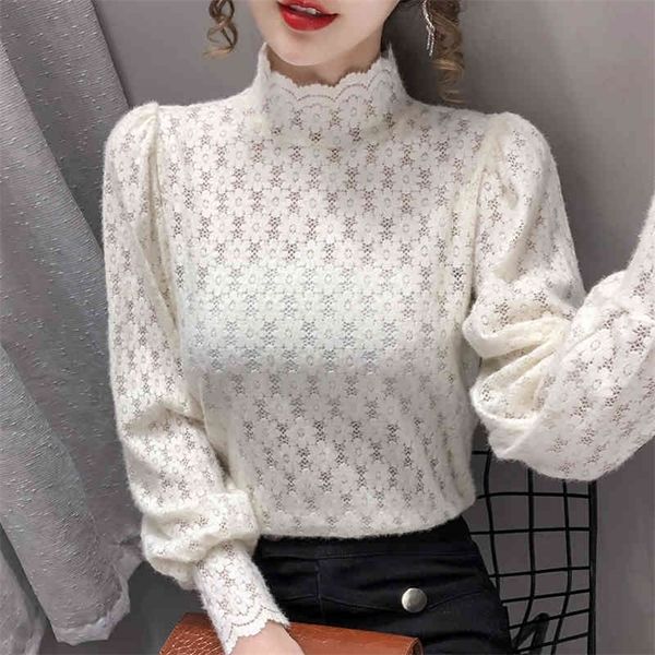 winter korean version of all-match hollow out thin temperament lace shirt women's winter lace bottoming shirt fashionable 210412, White
winter korean version of all-match hollow out thin temperament lace shirt women's winter lace bottoming shirt fashionable 210412, White