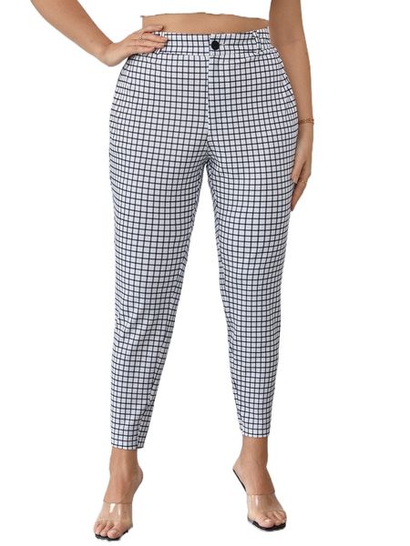 plus grid print skinny pants a9sb#, Black