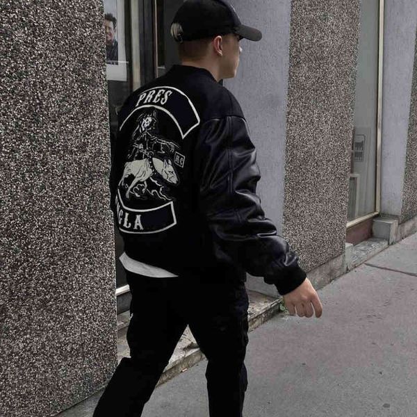 american high street rep ative baseball suit cotton couple wool leather sleeve clip jacket men and women, Black;brown
american high street rep ative baseball suit cotton couple wool leather sleeve clip jacket men and women, Black;brown