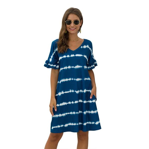party dresses summer fashion wave stripe tie-dye print dress women casual loose short sleeve bohemian pocket v-neck, White;black
party dresses summer fashion wave stripe tie-dye print dress women casual loose short sleeve bohemian pocket v-neck, White;black