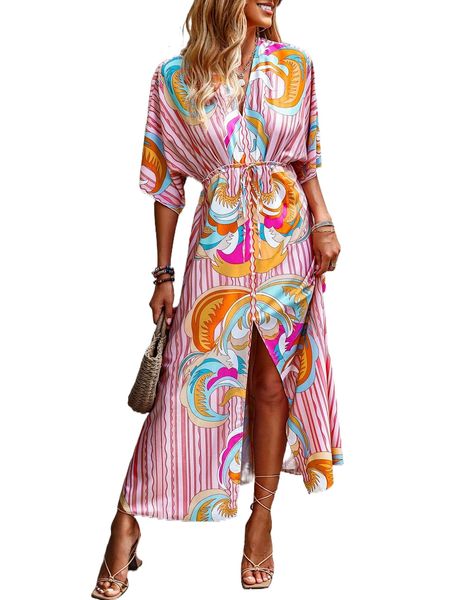 graphic & striped frill pearls split hem batwing sleeve dress c2pr#, Black;gray
graphic & striped frill pearls split hem batwing sleeve dress c2pr#, Black;gray