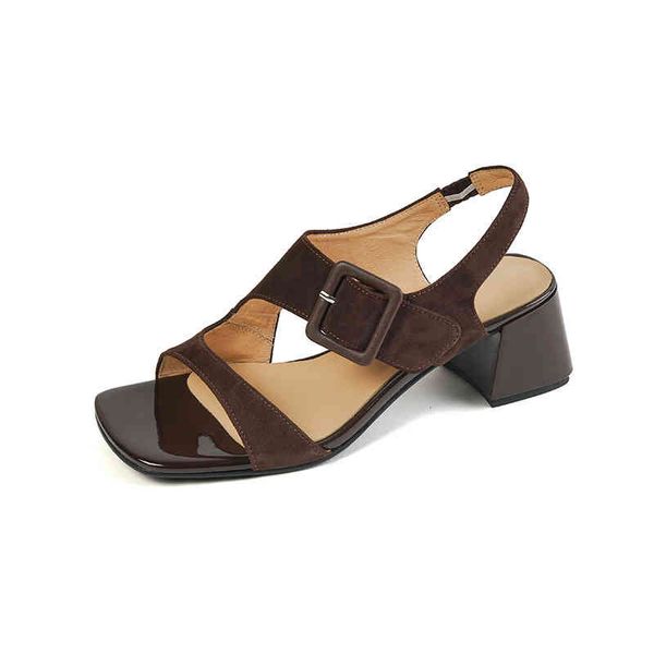 sandals summer women's shoes square head thick heels middle belt buckle open toe metal simple sandals mi87, Black
sandals summer women's shoes square head thick heels middle belt buckle open toe metal simple sandals mi87, Black