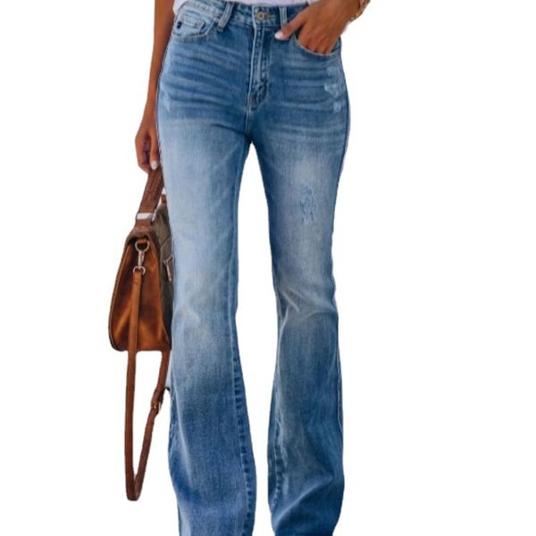 high waist elastic micro pull jeans women's retro washed modern fashion style slim, Blue
high waist elastic micro pull jeans women's retro washed modern fashion style slim, Blue