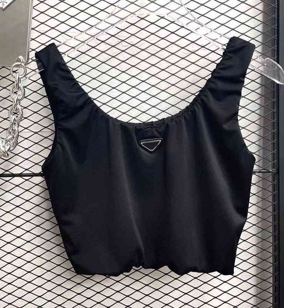 womens designers vest t shirts with triangle badge fashion luxury brand p lady t-shirt sleeveless tees clothing tshirt 5dpx, White 
womens designers vest t shirts with triangle badge fashion luxury brand p lady t-shirt sleeveless tees clothing tshirt 5dpx, White