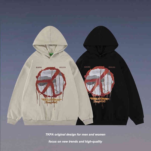 tkpa national fashion hip hop print pullover hooded hoodie men's and women's loose brand american couple jacket, Black
tkpa national fashion hip hop print pullover hooded hoodie men's and women's loose brand american couple jacket, Black