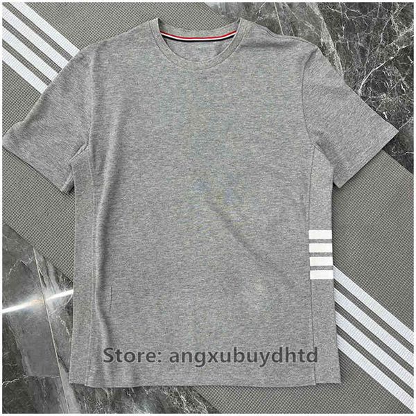 men's and women's fashion street t shirts thom 2022 summer tb pearl ground simple solid color side waist stripe round neck short s, White;black
men's and women's fashion street t shirts thom 2022 summer tb pearl ground simple solid color side waist stripe round neck short s, White;black