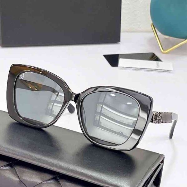 women's net red cat's eye double c diamond inlaid letter mirror leg sunglass ch5422 classic square mens womens luxury brand design, White;black