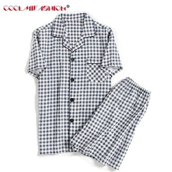 pijama hombre short sleeve shorts cotton double gauze plaid men home clothing summer short sleeve sleepwear pyjamas homme lj201112, Black;brown
pijama hombre short sleeve shorts cotton double gauze plaid men home clothing summer short sleeve sleepwear pyjamas homme lj201112, Black;brown