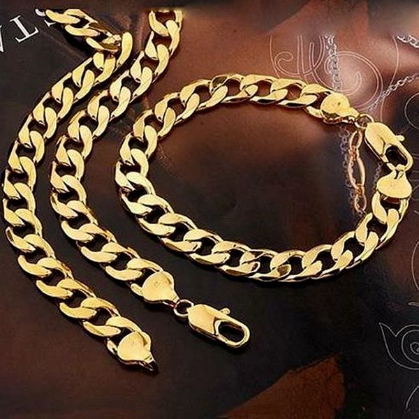 jewelry sets men bracelet necklace chain link solid curb chain 18k yellow gold filled classic mens choker collar wrist gift (24in+8.6in), Silver
jewelry sets men bracelet necklace chain link solid curb chain 18k yellow gold filled classic mens choker collar wrist gift (24in+8.6in), Silver
