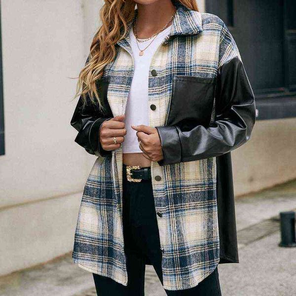 casual loose women's shirt plaid printing button pocket stitching blouse fashion l220714, White
casual loose women's shirt plaid printing button pocket stitching blouse fashion l220714, White