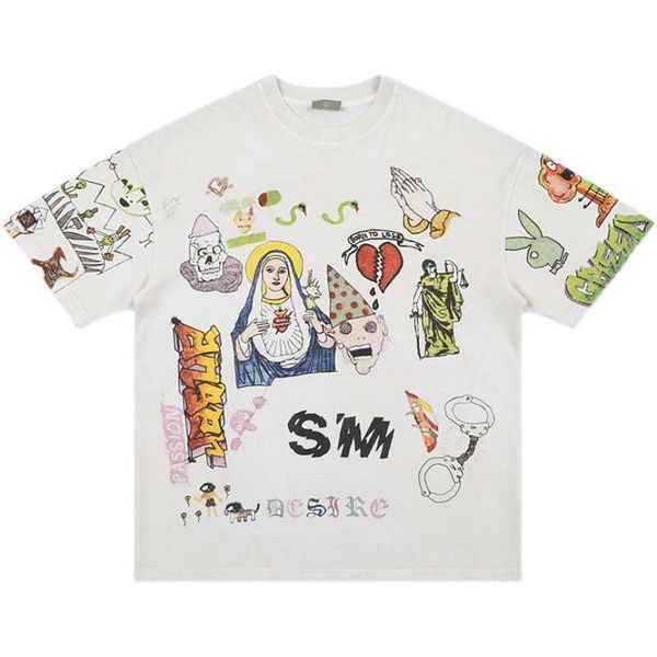 men's t-shirts saint michael simpson hand painted graffiti print round neck short sleeve american high street lovers loose t-shirt, White;black
men's t-shirts saint michael simpson hand painted graffiti print round neck short sleeve american high street lovers loose t-shirt, White;black