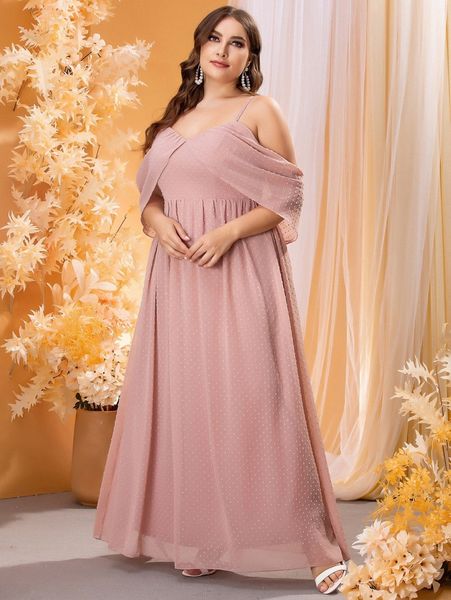 plus swiss dot cold shoulder chiffon prom dress a3v6#, Black 
plus swiss dot cold shoulder chiffon prom dress a3v6#, Black