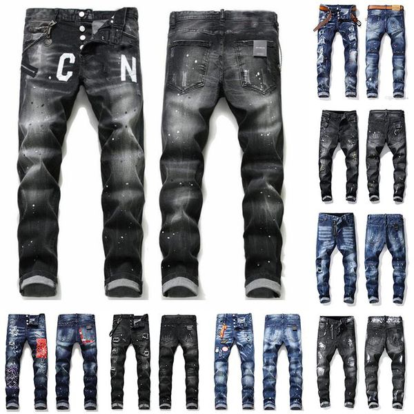 mens cool rips stretch designer jeans distressed ripped biker slim fit washed motorcycle denim men s hip hop fashion man pants 2021, Blue 
mens cool rips stretch designer jeans distressed ripped biker slim fit washed motorcycle denim men s hip hop fashion man pants 2021, Blue