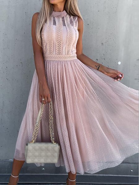 women embroidery lace patchwork mesh party dress spring turtleneck sleeveless tank long summer elegant office lady es 220526, White
women embroidery lace patchwork mesh party dress spring turtleneck sleeveless tank long summer elegant office lady es 220526, White