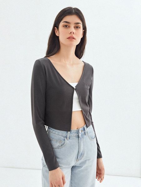 motf eco recycled polyester cropped ribbed t-shirt d1a5#, White