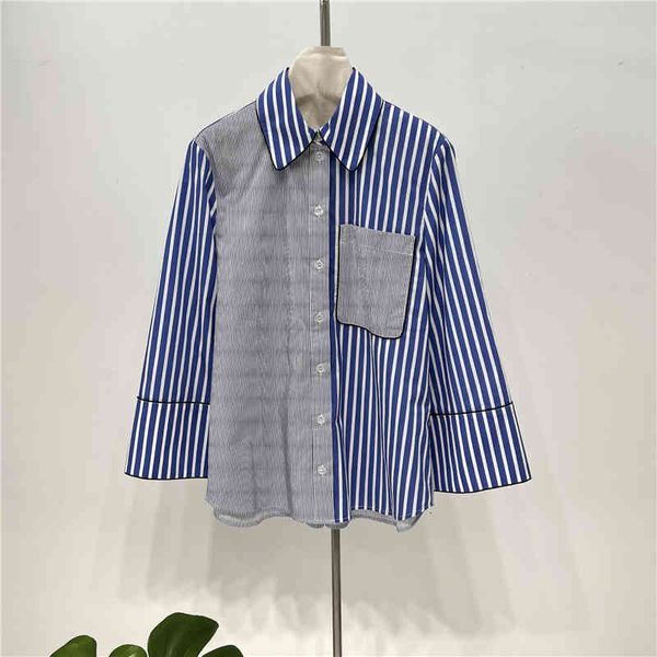 women's polos d spring style college design block stripe cotton loose fit versatile lapel long sleeve blouse, White
women's polos d spring style college design block stripe cotton loose fit versatile lapel long sleeve blouse, White