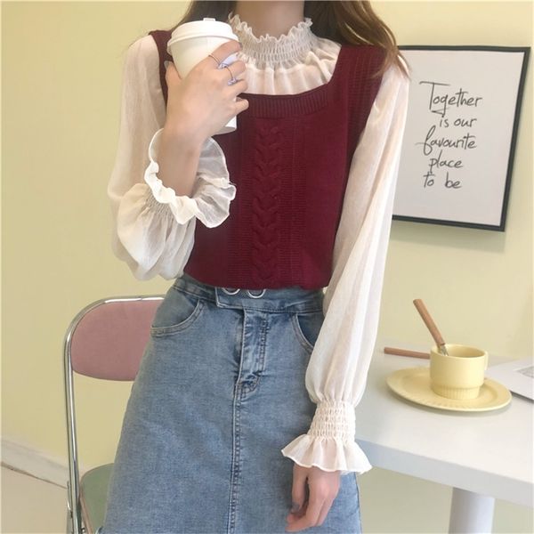 autumn all-match twist knitted vest french semi-high collar temperament base shirt two-piece sen series female 210412, White;black
autumn all-match twist knitted vest french semi-high collar temperament base shirt two-piece sen series female 210412, White;black
