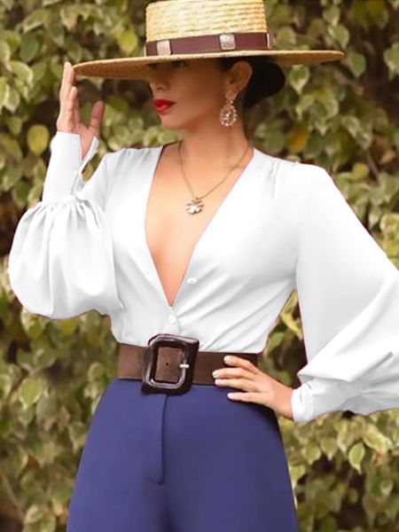women v neck blouses long lantern sleeve blue pink white female spring autumn fashion shirts elegant ladies classy
women v neck blouses long lantern sleeve blue pink white female spring autumn fashion shirts elegant ladies classy