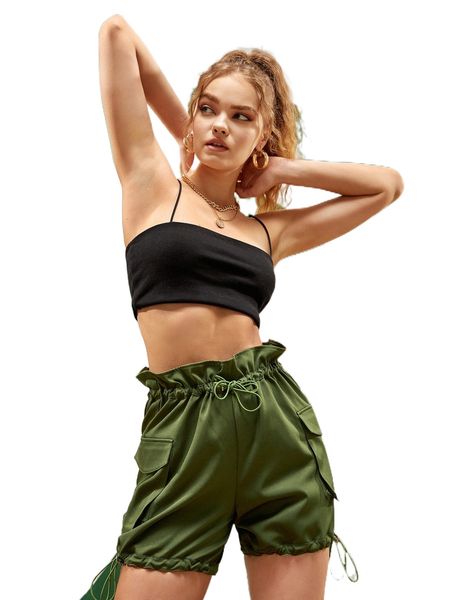 x kimble drawstring paperbag waist flap pocket shorts 80uh#, White;black
x kimble drawstring paperbag waist flap pocket shorts 80uh#, White;black