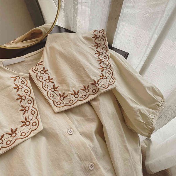 women's blouses shirts 2022 embroidered navy collar chiffon summer 2022 french bubble sleeve shirt thin fhsy, White
women's blouses shirts 2022 embroidered navy collar chiffon summer 2022 french bubble sleeve shirt thin fhsy, White