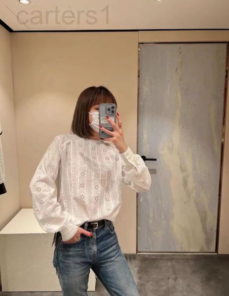 women's polos designer ce home 2022 early spring new heavy industry embroidery arc de triomphe hollowed out cotton shirt french slim wo, White
women's polos designer ce home 2022 early spring new heavy industry embroidery arc de triomphe hollowed out cotton shirt french slim wo, White