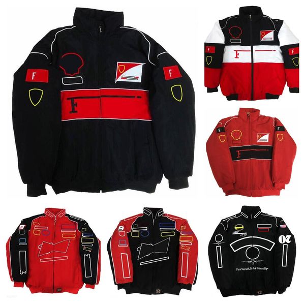 

locomotive Clothes F1 for Mula One Racing Jacket Autumn and Winter Full Embroidered Cotton Clothing Spot Sales, Beige