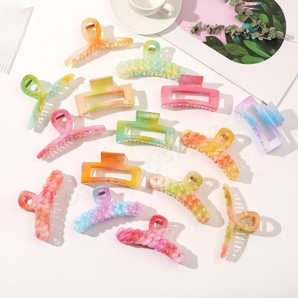 women rainbow large hair claws clamps elegant colorful square cross hair clips barrettes ornament hair accessories, Slivery;white
women rainbow large hair claws clamps elegant colorful square cross hair clips barrettes ornament hair accessories, Slivery;white