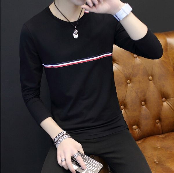 t-shirt man strip white cotton long sleeve tee spring autumn crew neck slim aa, White;black
t-shirt man strip white cotton long sleeve tee spring autumn crew neck slim aa, White;black