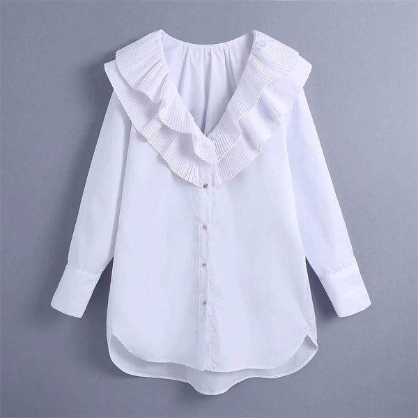 women white blouse shirt oversized long sleeves ruffled v-neck elegant casual woman blouse shirt femme mujer blusas 210709
women white blouse shirt oversized long sleeves ruffled v-neck elegant casual woman blouse shirt femme mujer blusas 210709