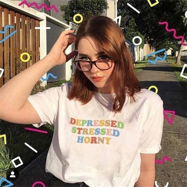 porzingis female t-shirt rainbow letter printed tshirt summer fashion depressed stressed horny slogan cotton t shirt 220427, White
porzingis female t-shirt rainbow letter printed tshirt summer fashion depressed stressed horny slogan cotton t shirt 220427, White