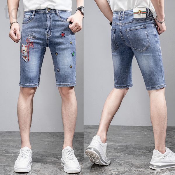 men's jeans designer chinese style lion embroidered denim shorts men's 2022 summer fashion slim fit elastic capris casual pants 9s, Blue
men's jeans designer chinese style lion embroidered denim shorts men's 2022 summer fashion slim fit elastic capris casual pants 9s, Blue