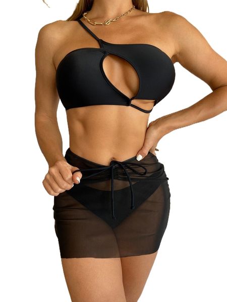 3pack solid asymmetrical one shoulder bikini swimsuit & beach skirt 09kt#, White;black
3pack solid asymmetrical one shoulder bikini swimsuit & beach skirt 09kt#, White;black