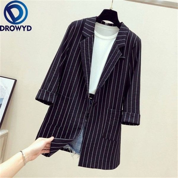 women black striped blazers 2020 fashion lady office work suit pockets jackets coat casual loose long sleeve femme blazer lj200911, White;black
women black striped blazers 2020 fashion lady office work suit pockets jackets coat casual loose long sleeve femme blazer lj200911, White;black