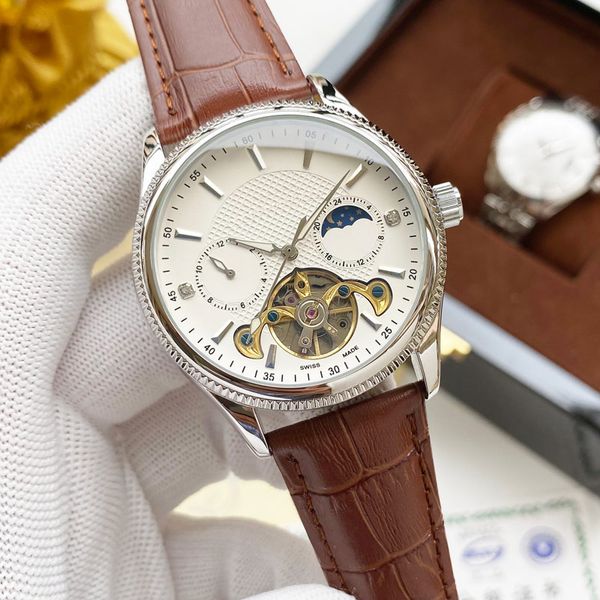 luxury mens watches brand mechanical automatic movement men designer moon phase watch genuine leather waterproof man wristwatches valentine, Slivery;brown
luxury mens watches brand mechanical automatic movement men designer moon phase watch genuine leather waterproof man wristwatches valentine, Slivery;brown
