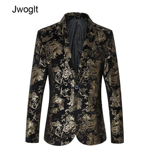 spring autumn new single breasted luxury suit jacket men suit fashion printing gold silver blazers 210412, White;black
spring autumn new single breasted luxury suit jacket men suit fashion printing gold silver blazers 210412, White;black