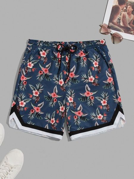 men tropical print striped shorts s6lk#, White;black
men tropical print striped shorts s6lk#, White;black