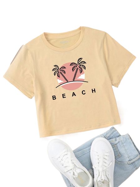 palm tree & letter graphic tee 38dq#, White
palm tree & letter graphic tee 38dq#, White