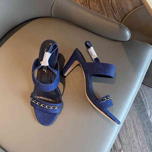 designer sandals luxury style small fragrance thick heel denim sandals c family chain flat belt high heels women's button single shoes, Black
designer sandals luxury style small fragrance thick heel denim sandals c family chain flat belt high heels women's button single shoes, Black
