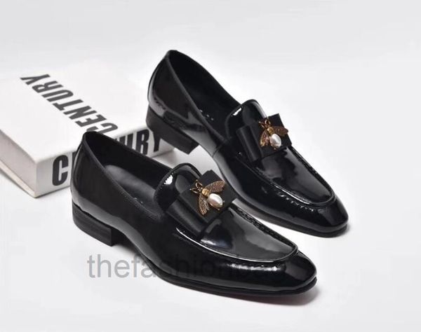 fashion handmade men's leather bow wedding shoes luxury prom and banquet plus size men's flats, Black