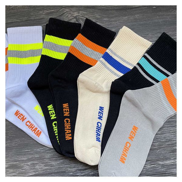 wen ciham reflective fluorescent stripe industrial style cotton sports socks tide socks, Black
wen ciham reflective fluorescent stripe industrial style cotton sports socks tide socks, Black