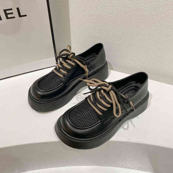 dress shoes women british style small leather shoes mesh hollow breathable lace up platform loafers sandals 220316, Black
dress shoes women british style small leather shoes mesh hollow breathable lace up platform loafers sandals 220316, Black